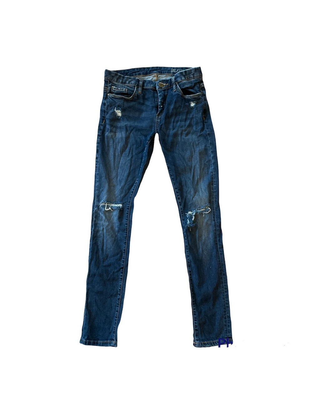 Blanknyc Womens Slim Skinny Jeans Blue Distressed Stretch Pockets Denim Size 28